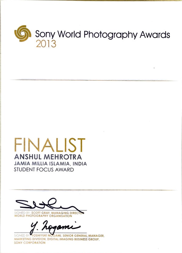 Certificate and recognition for Anshul Mehrotra